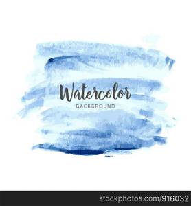 Blue colors watercolor painted stain vector on white isolated backgrounds. Vector illustration.