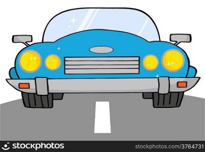 Blue Convertible Car On A Road