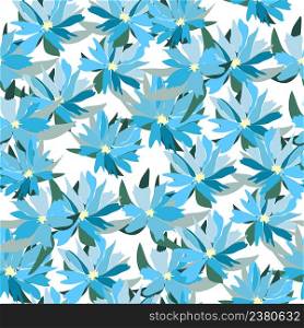 Blue cornflowers on a white background. Vector seamless pattern. For fabric, baby clothes, background, textile, wrapping paper and other decoration.