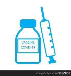 Blue Covid-19 vaccine icon. Medical concept. Pandemic medicine. Health care symbol. Vector illustration. Stock image. EPS 10.. Blue Covid-19 vaccine icon. Medical concept. Pandemic medicine. Health care symbol. Vector illustration. Stock image.
