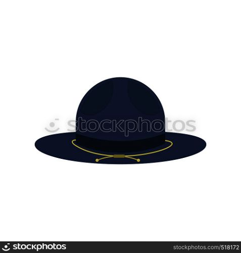 Blue cowboy hat icon in flat style isolated on white background. Blue cowboy hat icon, flat style