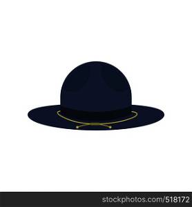 Blue cowboy hat icon in flat style isolated on white background. Blue cowboy hat icon, flat style