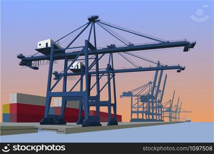 Blue crane in shipping