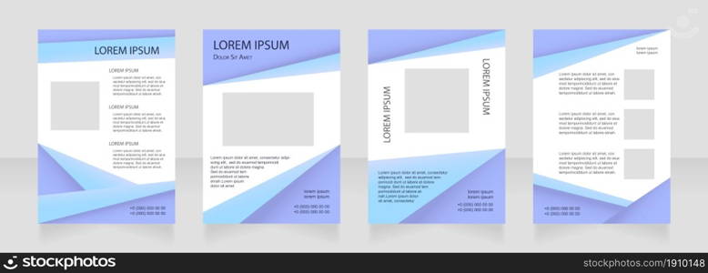 Blue creative blank brochure layout design. Industrial info. Vertical poster template set with empty copy space for text. Premade corporate reports collection. Editable flyer paper pages. Blue creative blank brochure layout design