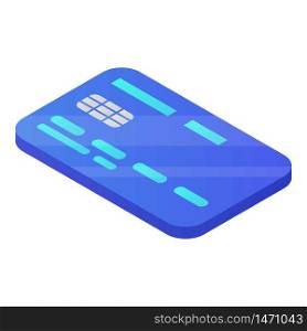 Blue credit card icon. Isometric of blue credit card vector icon for web design isolated on white background. Blue credit card icon, isometric style