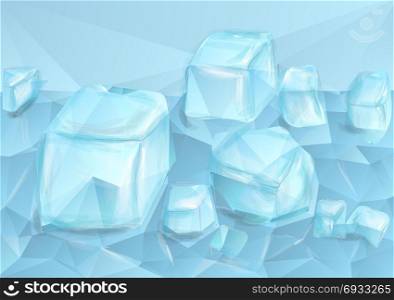 blue crushed ice on abstract triangular background