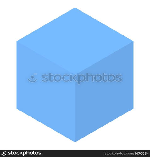 Blue cube icon. Isometric of blue cube vector icon for web design isolated on white background. Blue cube icon, isometric style