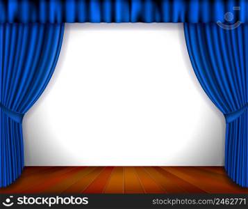 Blue Curtain isolated on white. Vector Illustration. EPS10 opacity
