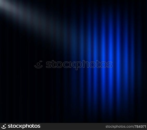 Blue curtain opera, cinema or theater stage drapes. Vector stock illustration.