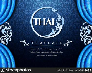 Blue curtains background , Thai traditional concept The Arts of Thailand, Seamless background. EPS 10 vector illustration.