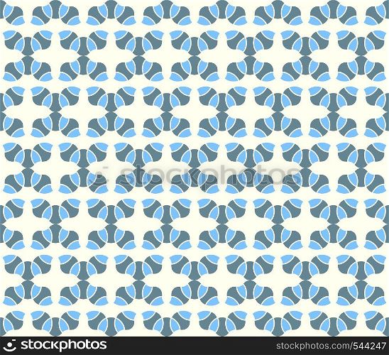 Blue curve blossom pattern on pastel background. Abstract and sweet vintage bloom seamless pattern style for cute and modern design