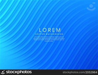 Blue curved wavy curtain backgroung and texure. Minimal scecne studo room. Vector illustration
