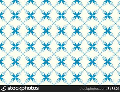 Blue cute and sweet flower pattern in modern shape on pastel background. Stylish blossom pattern style for lovely and modern design