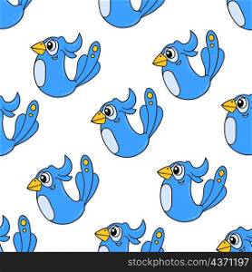 blue cute bird chick seamless pattern textile print