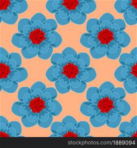 blue dahlia blossom seamless pattern. textile background mosaic design