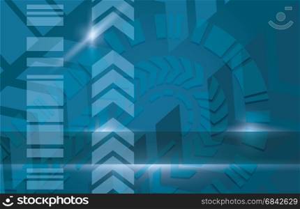 Blue dark industrial vector background. Abstract arrows modern technology futuristic template.