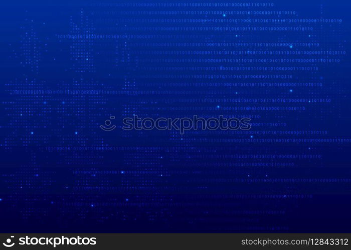 Blue data technology background vector with binary code