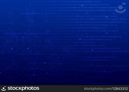 Blue data technology background vector with binary code