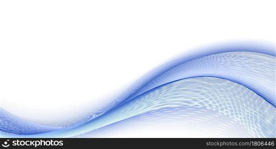 Blue decorative sea wave, abstract background design. Air wavy swirl, smooth color flow. Vector illustration