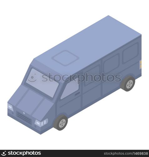 Blue delivery van icon. Isometric of blue delivery van vector icon for web design isolated on white background. Blue delivery van icon, isometric style