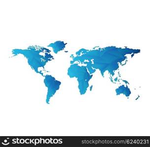Blue Design Crystal Geometric World Map On A White Background