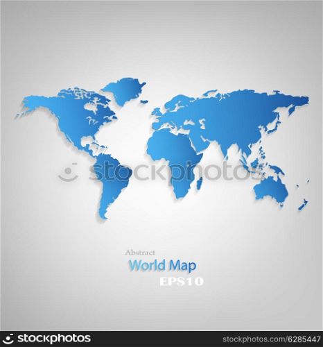 Blue Design World Map On A Gray Background
