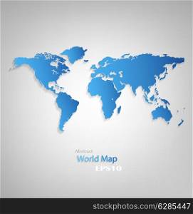 Blue Design World Map On A Gray Background
