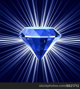 Blue diamond on bright background vector image