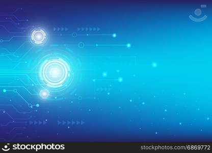 Blue Digital hitech technology with gearwheel and network lines background, vector