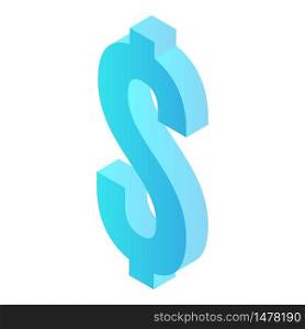 Blue dollar sign icon. Isometric of blue dollar sign vector icon for web design isolated on white background. Blue dollar sign icon, isometric style