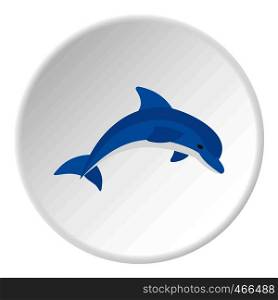 Blue dolphin icon in flat circle isolated on white background vector illustration for web. Blue dolphin icon circle
