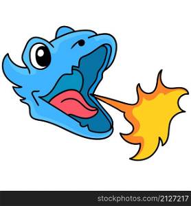 blue dragon head emoticon spitting out hot flames