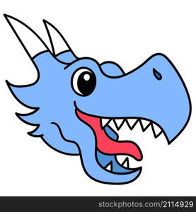 blue dragon head emoticon with sharp teeth smiling