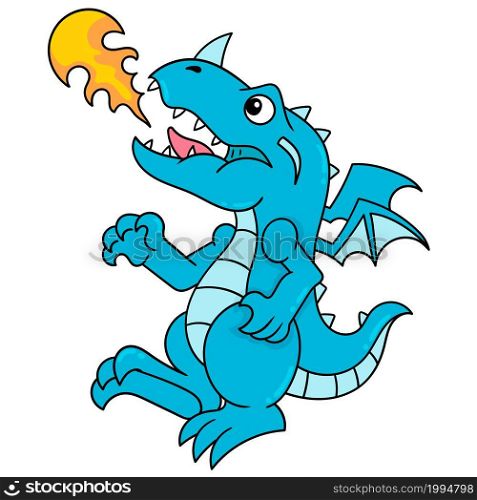 blue dragon spitting out fire