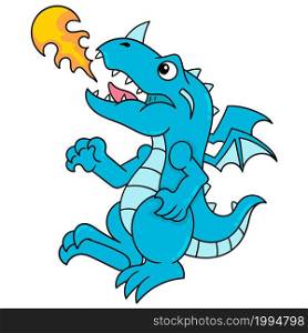 blue dragon spitting out fire