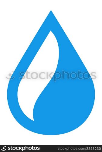 Blue drop. Clean fresh water symbol. Sign of purity isolated on white background. Blue drop. Clean fresh water symbol. Sign of purity