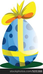 Blue Easter egg decorated with a bow illustration web vector on a white background