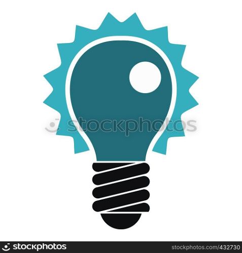 Blue electric bulb icon flat isolated on white background vector illustration. Blue electric bulb icon isolated