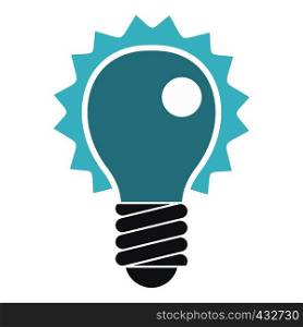 Blue electric bulb icon flat isolated on white background vector illustration. Blue electric bulb icon isolated
