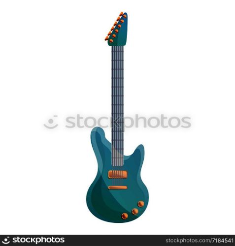 Blue electric guitar icon. Cartoon of blue electric guitar vector icon for web design isolated on white background. Blue electric guitar icon, cartoon style