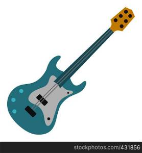 Blue electric guitar icon flat isolated on white background vector illustration. Blue electric guitar icon isolated