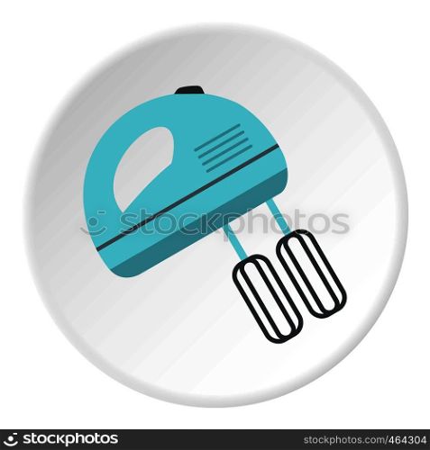 Blue electric mixer icon in flat circle isolated vector illustration for web. Blue electric mixer icon circle