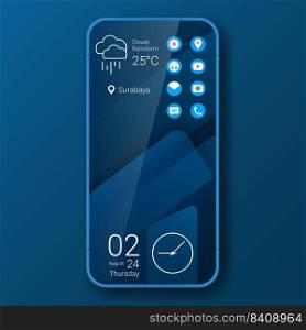 blue elegant home screen realistic smartphone user interface