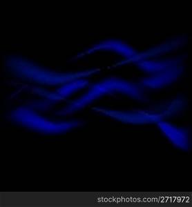 blue energy waves against black background, abstract vector art illustration