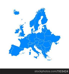 blue europe map on a white background in flat. blue europe map on a white background , flat