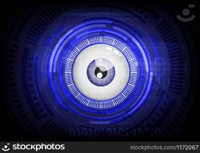 blue eye ball abstract cyber future technology concept background, illustration vector.
