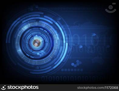 blue eye ball abstract cyber future technology concept background, illustration vector.