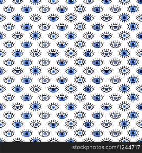 Blue eyes pattern in line style. Fashion background in 80s. Minimal design. Various open eyes. Line art. Blue eyes pattern in line style. Fashion background in 80s. Minimal design. Various open eyes. Line art.
