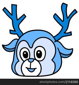 blue fawn emoticon with cute smiling face