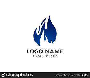 Blue Fire Logo Template vector icon Oil, gas and energy logo concept